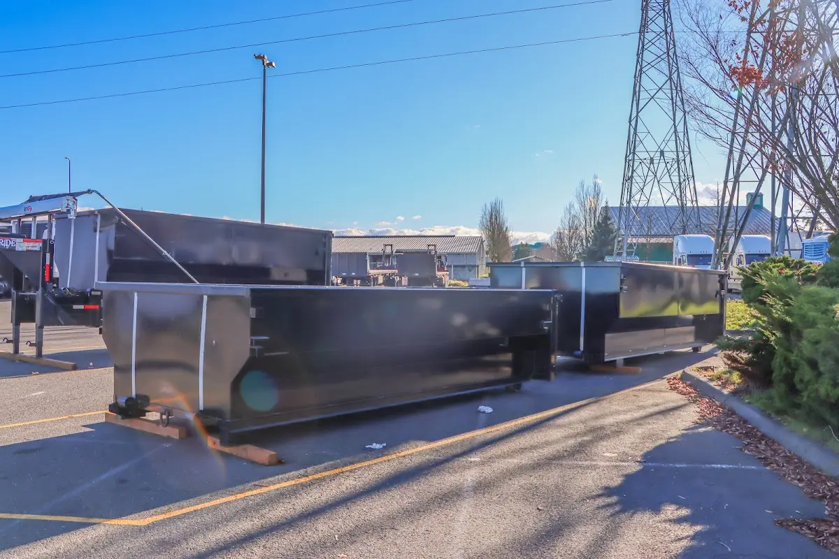 Roll-off dumpster ready for waste disposal at job site for 3 Yard Dumpster Rental in Idylwood